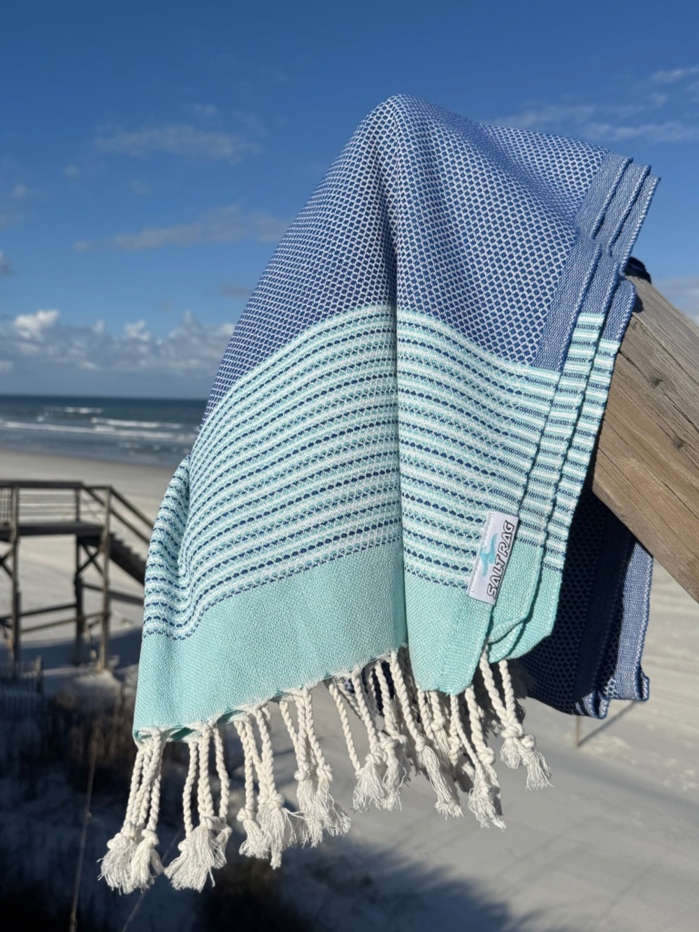 Blue Salt Rag™ "The Angler Rag" Sand-Resistant Turkish Beach Towel - Picture 3 of 4